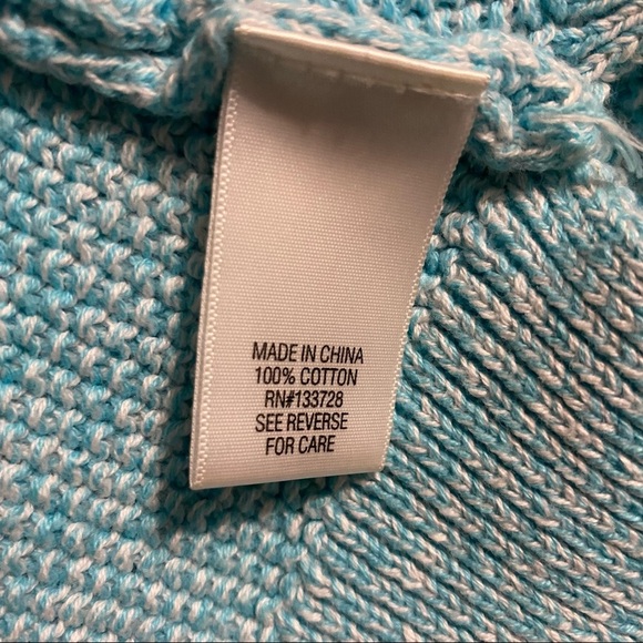 Croft & Barrow Blue V Neck Cotton Pullover Sweater - Picture 4 of 5